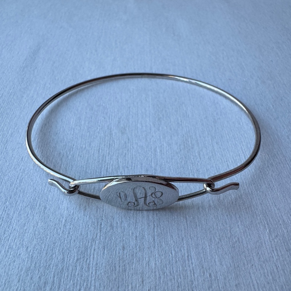 Sterling Silver 925 Monogram Initial A Back Love Lindsey Bracelet